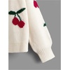 image:imageGORGLITTER Girls Cherry Cardigan Sweater Open Front Long Sleeve Knit TopsBeige