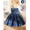 image:imageGORGLITTER Girls Denim Dress Cute Bow Puff Short Sleeve Square Neck Birthday A Line Casual Mini Jean DressesBlue