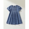 image:imageGORGLITTER Girls Denim Dress Summer Pleated A Line Cute Mini Tshirt DressBlue