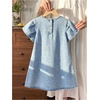 image:imageGORGLITTER Girls Denim Dress Summer Pleated A Line Cute Mini Tshirt DressLight Wash