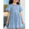 image:imageGORGLITTER Girls Denim Dress Summer Pleated A Line Cute Mini Tshirt DressLight Wash