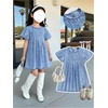 image:imageGORGLITTER Girls Denim Dress Summer Pleated A Line Cute Mini Tshirt DressMedium Wash