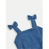 image:imageGORGLITTER Girls Denim Ruffle Dress Cute Bow Square Neck Ruched A Line Summer Vacation Short Jean DressBlue