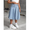 image:imageGORGLITTER Girls Denim Skirts Pleated A Line Ruffle Summer Casual Midi Jean Skirt with Pockets TrendyMedium Wash