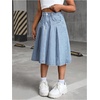 image:imageGORGLITTER Girls Denim Skirts Pleated A Line Ruffle Summer Casual Midi Jean Skirt with Pockets TrendyMedium Wash