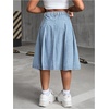 image:imageGORGLITTER Girls Denim Skirts Pleated A Line Ruffle Summer Casual Midi Jean Skirt with Pockets TrendyMedium Wash