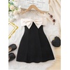 image:imageGORGLITTER Girls Dress Cute Birthday Trendy Bow Off The Shoulder Ruched Ruffle Hem Party Princess A Line Mini DressesBlack and White