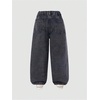 image:imageGORGLITTER Girls Floral Baggy Wide Leg Jeans Zipper Fly Washed Denim PantsBlack