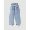 image:imageGORGLITTER Girls Floral Baggy Wide Leg Jeans Zipper Fly Washed Denim PantsLight Blue