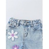 image:imageGORGLITTER Girls Floral Baggy Wide Leg Jeans Zipper Fly Washed Denim PantsLight Blue