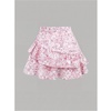 image:imageGORGLITTER Girls Floral Bow Mini Skirt Cute Casual Wrap Tie Side Ruffle Summer Beach Short Skirts Preppy ClothesPink