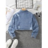 image:imageGORGLITTER Girls Jean Jacket Distressed Button Down Cropped Denim JacketMedium Wash