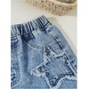image:imageGORGLITTER Girls Jean Shorts Y2K Jorts Star Patched Distressed Fringe Hem Cute Denim ShortsLight Wash