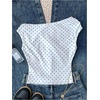 image:imageGORGLITTER Girls Polka Dots Crop Tops Y2K Off The Shoulder Ruched Cinched Waist Tank Top Trendy FashionWhite