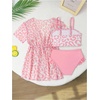 image:imageGORGLITTER Girls Tankini Swimsuit 3 Piece Leopard Print Ruffle Bikini with Mesh Cover Up Trendy Beach Summer ClothesPink
