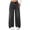 image:imageGORGLITTER Girls Baggy Jeans Wide Leg High Waisted Denim Pants ClothesDark Black C