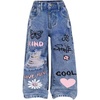 image:imageGORGLITTER Girls Baggy Jeans Wide Leg Ripped Straight Cargo Joggers PantsBlue