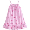 image:imageGORGLITTER Girls Bow Striped Dress Summer Cute Beach Vacation Ruffle Sleeveless Skater Strappy A Line Mini DressesPink