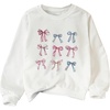 image:imageGORGLITTER Girls Bow Sweatshirt Oversized Cute Graphic Crewneck TopsWhite