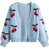 image:imageGORGLITTER Girls Cherry Cardigan Sweater Open Front Long Sleeve Knit TopsBlue