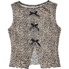 image:imageGORGLITTER Girls Crop Tank Tops Cute Leopard Print Bow Y2K Sleeveless Crew Neck Summer Casual Kids Tee Going Out TopsBrown and Black