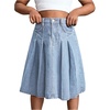 image:imageGORGLITTER Girls Denim Skirts Pleated A Line Ruffle Summer Casual Midi Jean Skirt with Pockets TrendyMedium Wash