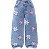image:imageGORGLITTER Girls Floral Baggy Wide Leg Jeans Zipper Fly Washed Denim PantsBlue