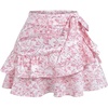 image:imageGORGLITTER Girls Floral Bow Mini Skirt Cute Casual Wrap Tie Side Ruffle Summer Beach Short Skirts Preppy ClothesPink