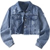image:imageGORGLITTER Girls Jean Jacket Distressed Button Down Cropped Denim JacketMedium Wash
