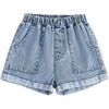 image:imageGORGLITTER Girls Jean Shorts Elastic High Waist Baggy Denim Shorts Summer Preppy Wide Leg Bermudas with PocketsMedium Wash