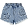 image:imageGORGLITTER Girls Jean Shorts Y2K Jorts Star Patched Distressed Fringe Hem Cute Denim ShortsLight Wash