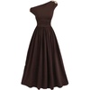 image:imageGORGLITTER Girls Off The Shoulder Dress Metal Ruched Sleeveless Elegant Summer Wedding Guest Graduation Maxi DressesBrown