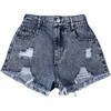 image:imageGORGLITTER Girls Ripped Jean Shorts Cute High Waisted Denim Shorts JortsDark Wash