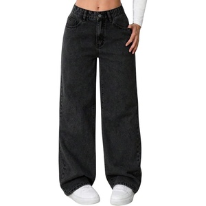 image:imageGORGLITTER Girls Baggy Jeans Wide Leg High Waisted Denim Pants ClothesBlack Grey B