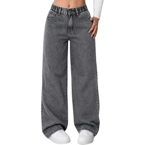 image:imageGORGLITTER Girls Baggy Jeans Wide Leg High Waisted Denim Pants ClothesBlack Grey C