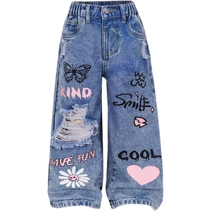 image:imageGORGLITTER Girls Baggy Jeans Wide Leg Ripped Straight Cargo Joggers PantsBlue
