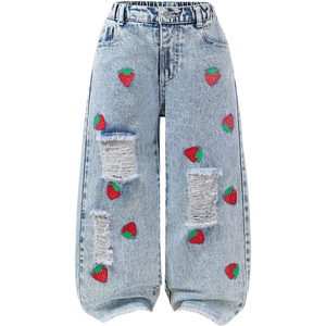 image:imageGORGLITTER Girls Baggy Jeans Wide Leg Ripped Straight Cargo Joggers PantsLight Blue Ripped