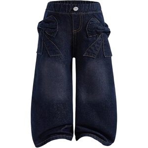 image:imageGORGLITTER Girls Bow Jeans Baggy Wide Leg High Waist Pants JoggersDark Wash
