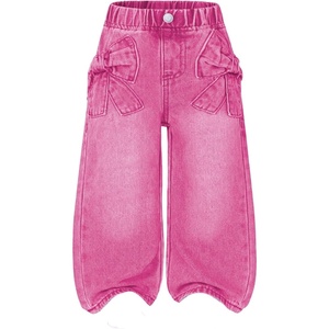 image:imageGORGLITTER Girls Bow Jeans Baggy Wide Leg High Waist Pants JoggersHot Pink