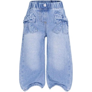 image:imageGORGLITTER Girls Bow Jeans Baggy Wide Leg High Waist Pants JoggersLight Wash