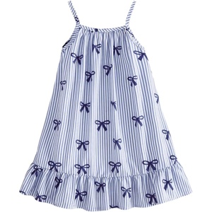 image:imageGORGLITTER Girls Bow Striped Dress Summer Cute Beach Vacation Ruffle Sleeveless Skater Strappy A Line Mini DressesBlue
