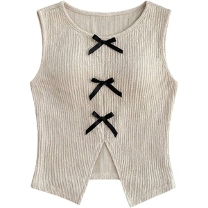 image:imageGORGLITTER Girls Crop Tank Tops Cute Leopard Print Bow Y2K Sleeveless Crew Neck Summer Casual Kids Tee Going Out TopsApricot