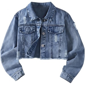image:imageGORGLITTER Girls Jean Jacket Distressed Button Down Cropped Denim JacketMedium Wash