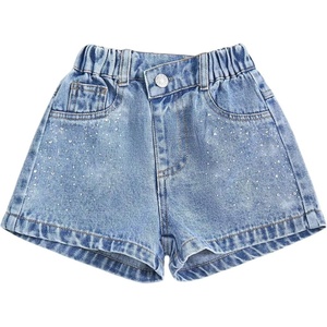 image:imageGORGLITTER Girls Jean Shorts Sparkly Rhinestone Denim Shorts Summer JortsMedium Wash