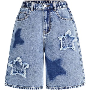 image:imageGORGLITTER Girls Jean Shorts Y2k High Rise Jorts Star Ripped Denim ShortsLight Wash