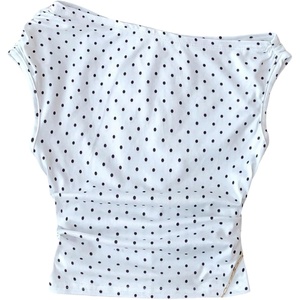 image:imageGORGLITTER Girls Polka Dots Crop Tops Y2K Off The Shoulder Ruched Cinched Waist Tank Top Trendy FashionWhite