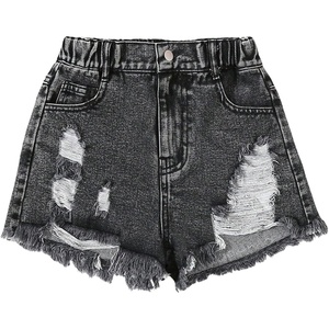 image:imageGORGLITTER Girls Ripped Jean Shorts Cute High Waisted Denim Shorts JortsSolid Grey