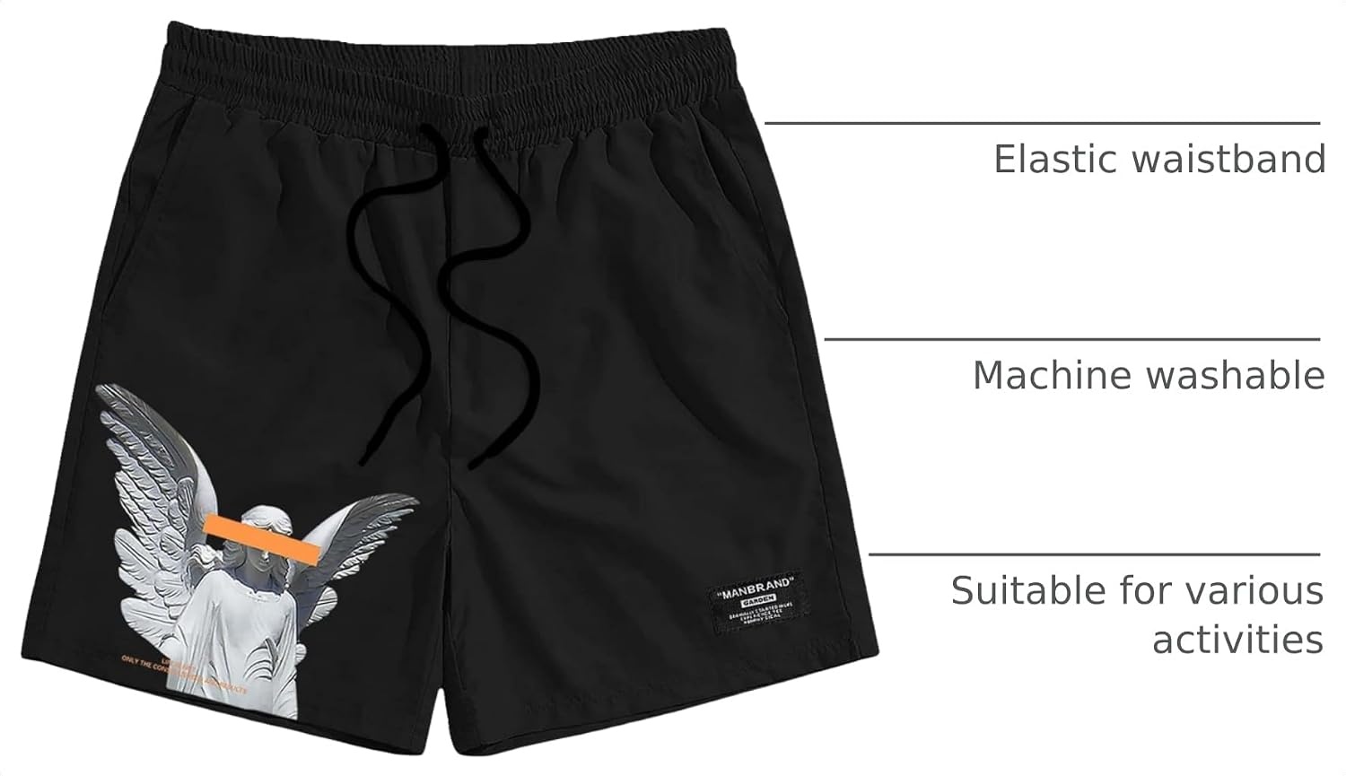 image:imageGORGLITTER Mens Graphic Shorts Y2K Basketball Baggy Cool Rave Drawstring Waist Vintage Track Gym Running Workout ShortsBlack