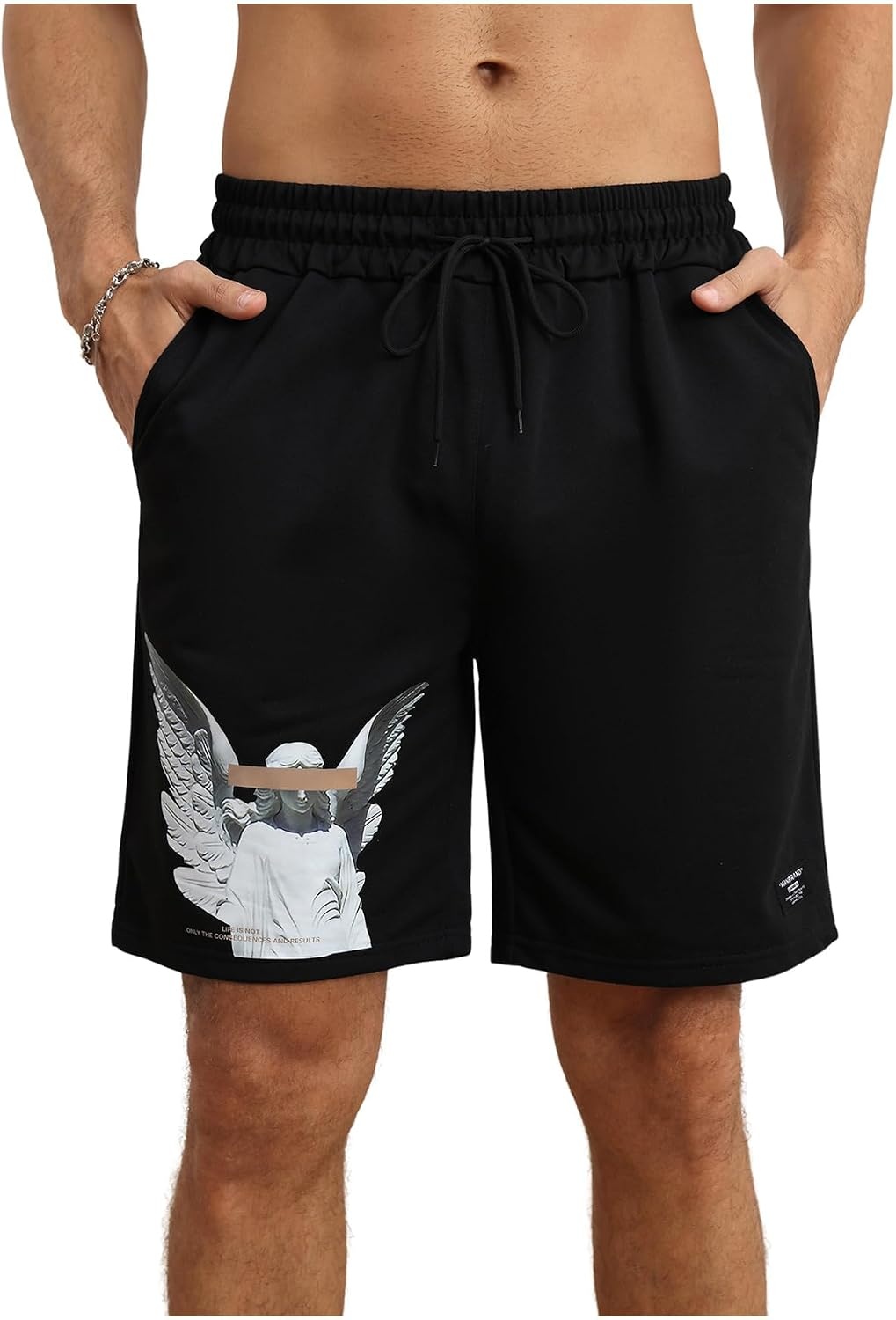 image:imageGORGLITTER Mens Graphic Shorts Y2K Basketball Baggy Cool Rave Drawstring Waist Vintage Track Gym Running Workout ShortsBlack