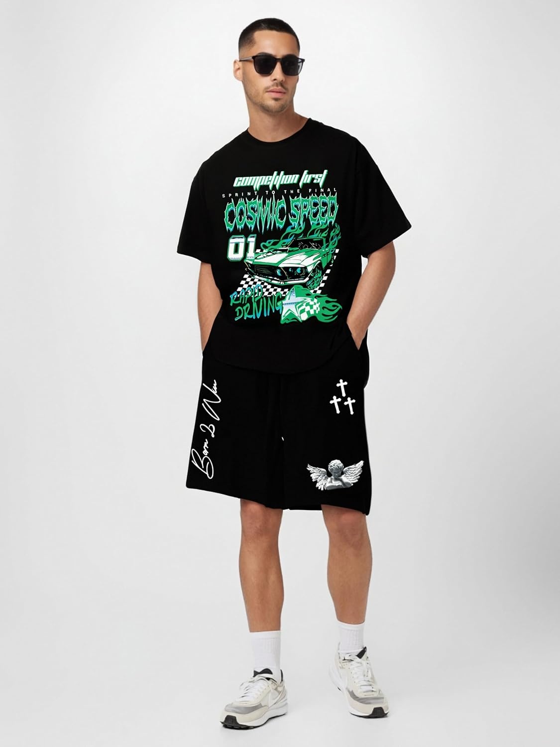 image:imageGORGLITTER Mens Graphic Shorts Y2K Basketball Baggy Cool Rave Drawstring Waist Vintage Track Gym Running Workout ShortsBlack Drawstring